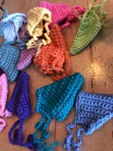 Muñecas de arcoíris de madera de ganchillo, en gorros para Pastel, bloques apilables, muñecas NATURALES DE MADERA EN sombrero tejido, juguete Montessori, 6/12 Uds.