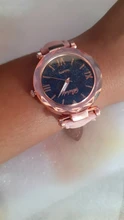 Reloj de pulsera informal de cuero para mujer, de cuarzo, con cielo estrellado, femenino