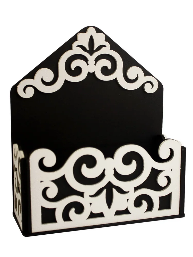 Подарочная упаковка-конверт малый "Вензеля" /черный,белый/18*7,3*20/Россия