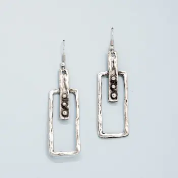 

Earrings jewelery rectangle (Lock-hook, jewelery alloy, silver) 53243
