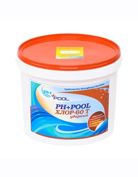 

Chemistry for swimming pool, cleaning and disinfection of water, PH + Pul хлор-60t-impact in tablets at 20 C., 5 kg, item No. 310098