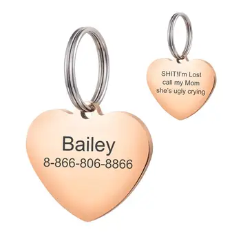 

Rose Gold Stainless Steel Double-sided Polished Heart-shaped Pet Can Burn Glossy Hang Tag