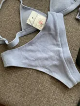 S-XL-Bikini de cintura alta para mujer, traje de baño femenino de tela especial, conjunto de Bikini de dos piezas acanalado, ropa de baño V2328