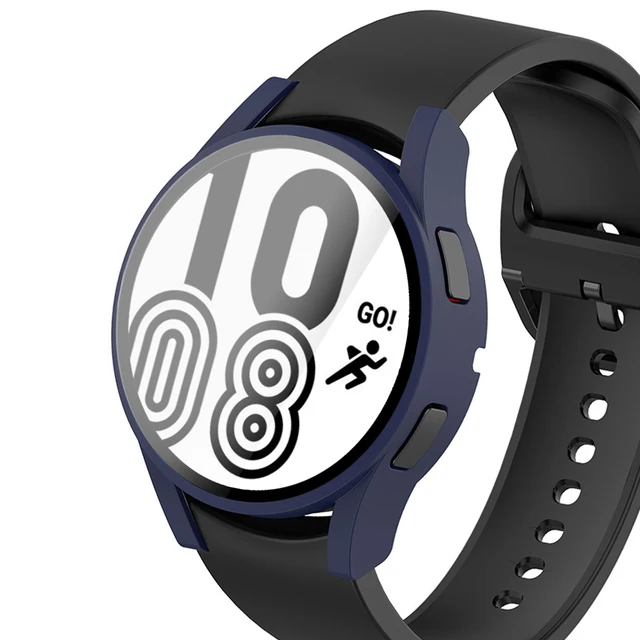 Case for Samsung Galaxy Watch 4 44mm 40mm Full Coverage Bumper Case with Tempered Glass Protective Cover Screen Protector Midnight blue