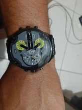 Reloj de cuarzo grande para hombre, cronógrafo con cuerpo de 52mm con pulsera, resistente al agua, con doble hora, estilo militar
