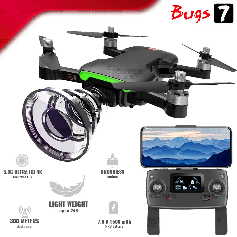 Квадрокоптер с камерой 4К MJX Bugs B7 − дрон 4K 5G WiFi GPS FPV БК двигатели до 15 минут полета