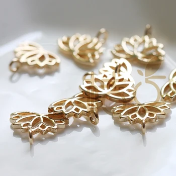 

One Piece Premium Plated Brass Lotus Charm - 10x12mm (4310C)