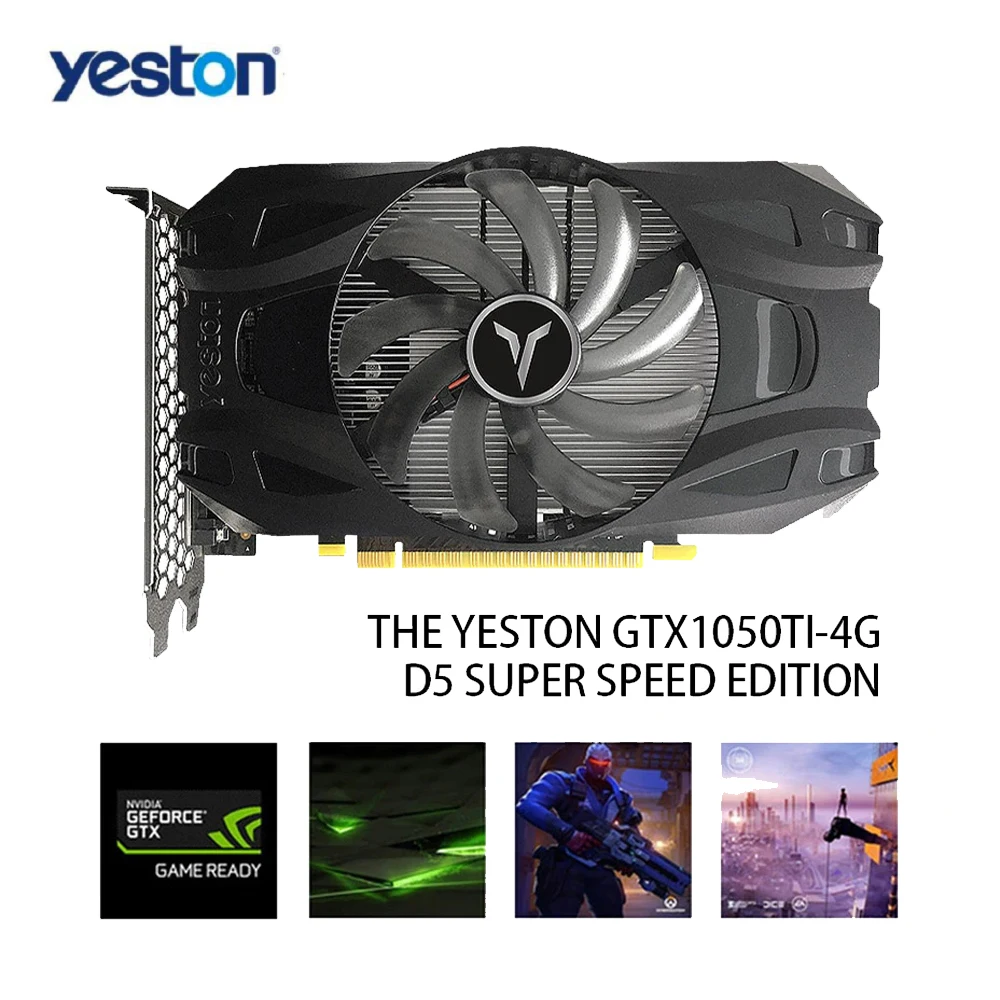 Видеокарта Yeston GTX1050Ti-4G D5 TD графическая карта NVIDIA Паскаль 1291 МГц 14 нм 4 ГБ/1392 бит/GDDR5