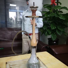 Хорошее качество, стеклянный кальян sheesha, желто-коричневый цвет, деревянный стебель, силиконовый шланг, петля, кончики рта, кальян для дома или бара