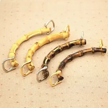 

one pairs 15cm bamboo bag handle with D buckles Tote handbag hardware accessories Bag sample images available handle purse frame