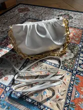 Bolso de mano de día para mujer, cadena dorada gruesa, pinza para masa, bolso de hombro, bolsa de hombro, Baguette plisado, 2021