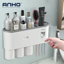 Suporte da escova de dentes parede automático dispensador creme dental adsorção magnética invertido copo rack armazenamento do banheiro accessorie