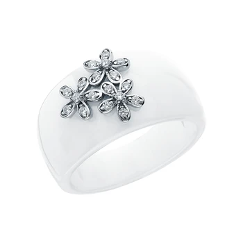 

Silver ring with ceramics and cubic zirconium sunlight