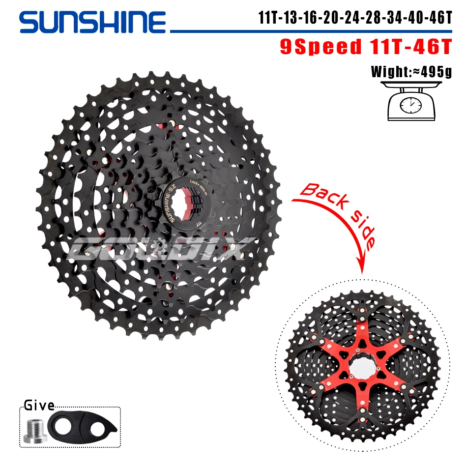 SUNSHINE Black Bicycle Freewheel Mountain Bike Cassette 8/9/10/11/12 Speed SHIMANO HG Structure Specification