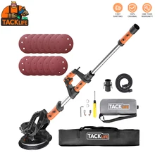 TACKLIFE PDS03A/03B 800W Electric Drywall Sander with Sanding Accessories 6 Variable Speeds Polisher LED Light Dust Clooect Bag