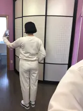 Pants Trousers Women Drawstring Female High-Waist WOTWOY Spliced Loose Autumn Straight