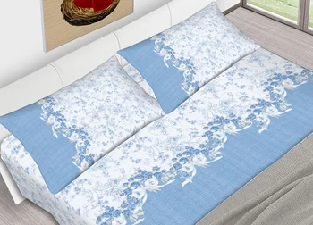 

Full Queen size cotton bed sheets Dis. Susanna blue pattern C.N.