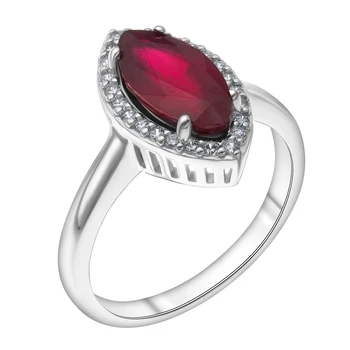 

Silver ring with Ruby Nat. (h) and cubic zirconia Sint.