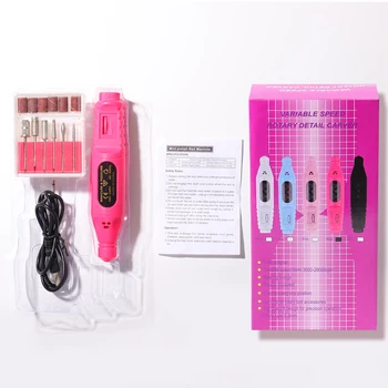 

USB Charge 1Set Professional Electric Nail Drill Machine Kit Manicure Machine Nail Art Pen Pedicure Nail File Nail Art Tools Kit