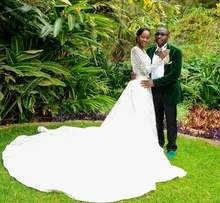 

Vestidos De Novia 2022 New A Line Wedding Dresses Long Sleeve Beaded Bridal Gowns Vestidos De Novia Mariage V Neck Dresses