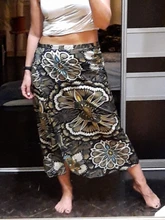 Wrap Skirt Chiffon Floral-Print Sexy One-Piece Women Summer Lace-Up Holiday Suntan Stylish