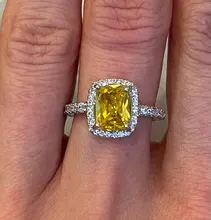 De Lujo mujer chica de cristal anillo de piedra de circonia cúbica bohemios plata Color blanco rosa amarillo anillo promesa anillos de compromiso para las mujeres