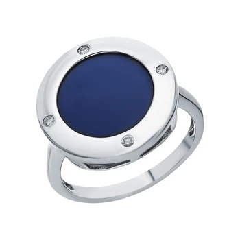 

Silver ring with ceramics and cubic zirconia sunlight sample 925