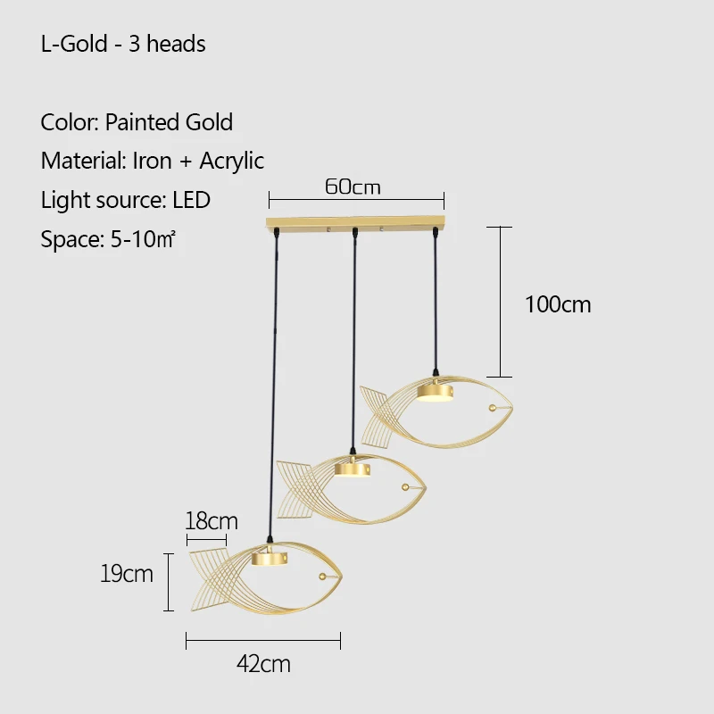 Modern LED Chandeliers For The Kitchen Dining Table Creative Fish Iron Hanging Lights Gold Black White Ceiling Pendant Lamp 2022 entryway chandelier Chandeliers