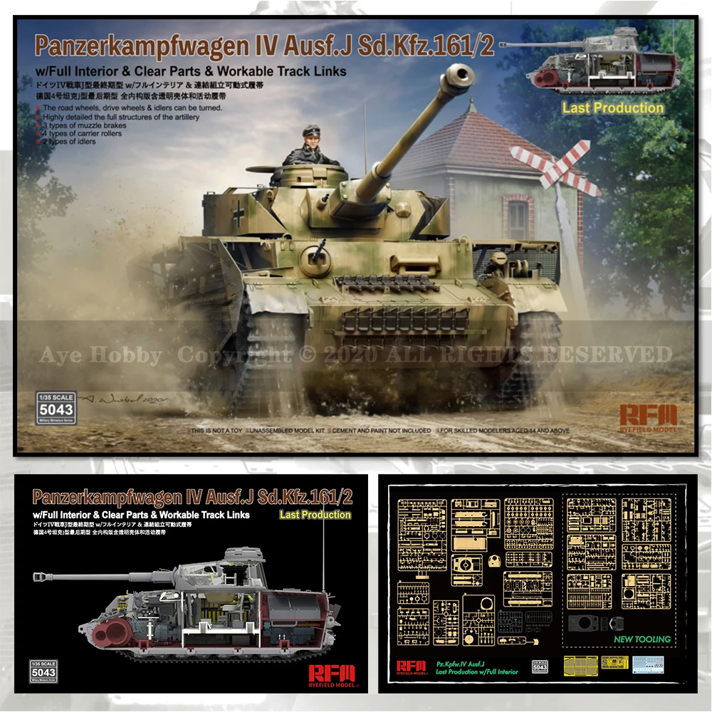 w/Fully Interior [Rye Field Model] Ryefield Model RFM RM-5043/2003 1/35 Pz.Kpfw.IV Ausf.J Sd.Kfz.161/2 | Игрушки и хобби