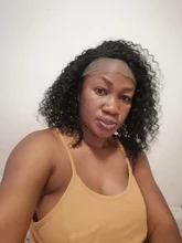 MalaikaDeep-pelucas de cabello humano rizado con encaje Frontal, 13x4, ondas profundas, Bob corto, brasileño, Wig180 %