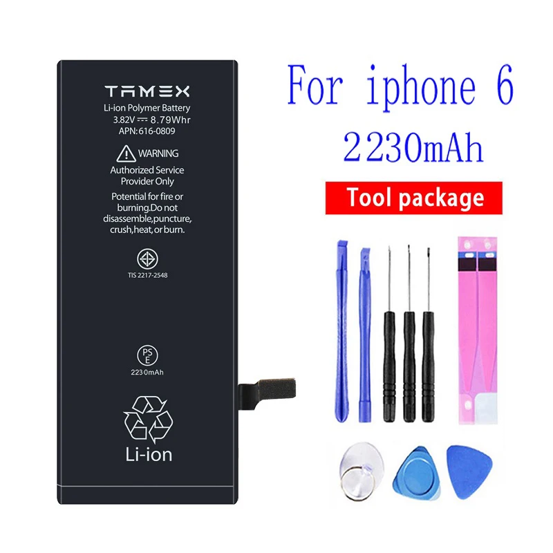 Battery Tamex For Iphone 6/6 Plus/6S/6S Plus 2230mAh 3520mAh Replacement High Capacity Bateria Batteri Accu Akku Free Tools Kit | Мобильные