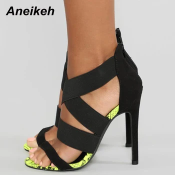 

Aneikeh 2020 Gladiator Sandals Fashion Shoes Women Sandals High Heels Open toe Thin Heels Ankle Strap Elastic Band Shoes Pumps
