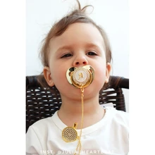 Chupete y chupete para bebé con 26 letras, sin BPA, de silicona, pezón infantil, dorado, ostentoso, Dummy Soother