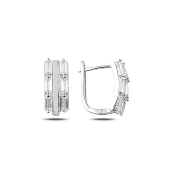 

Angemiel 925 Silver Zircon Stone J Earrings