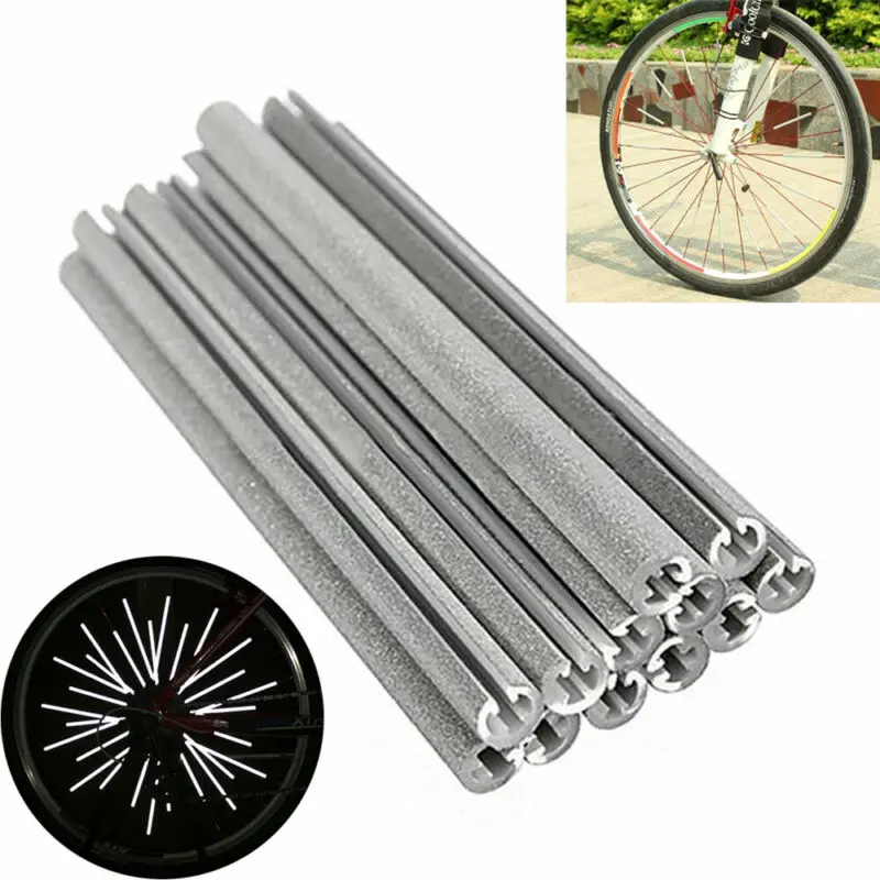 12/36/72pcs Bike Reflector Tube Spoke Reflective Sticker Warning Safety Light DIY
