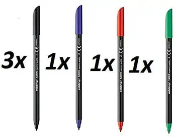 

Highlighters edding 1200,6 assorted (3 black, 1 blue, 1 Red, 1 Green)