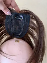 Halo Lady-Clip de belleza para mujer, cabello humano con explosión de flequillo, pieza central, pelo lacio brasileño no Remy para la pérdida de cabello
