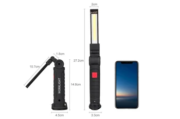 

Led lamp Cob workshop torch model Eco Large 27 X4.5cm rechargeable folding Slim 9mm