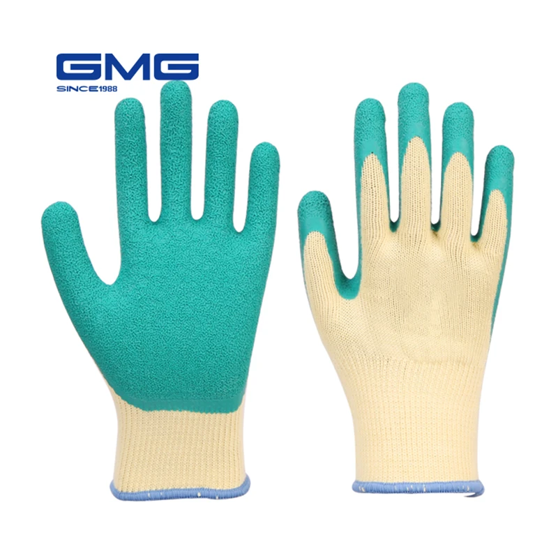 Working Gloves Men GMG CE Certificated EN388 Polyester Latex Crinkle Rubber Work Safety Hand | Безопасность и защита