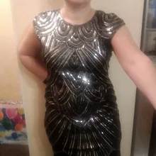 Summer Women Dress 1920s-Flapper-Dress Sequin-Fringe Party-Midi Great-Gatsby Sleeve O-Neck