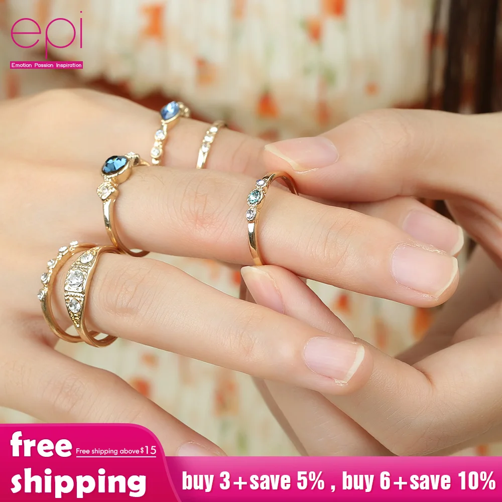 EPI, модный простой дизайн, anillos, Ретро стиль, Золотое цветное соединение, кольца, наборы для женщин, ювелирное изделие, кольцо на палец, подарок