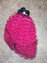 FASHION IDOL-mechones de pelo sintético rizado Afro, malla con división frontal con cierre, extensiones de cabello falso tejido de 16-20 pulgadas