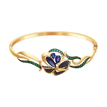 

Sokolov bracelet in gold with corundum sapphire and green and blue cubic zirconia, fashion jewelry, 585, women's male