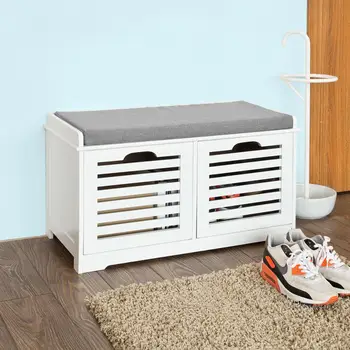 

SoBuy Shoe Storage Bench with 2 Drawers & Cushion,FSR23-K-W