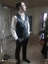 Jacket Vest Costume Waistcoat Steampunk-Victorian Cosplay Gothic Gilet Mens V-Neck Breasted