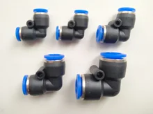 Conector neumático PV, manguera de aire/agua y conector de empuje de tubo de plástico de 4-16mm, conector rápido de manguera, adaptador de ángulo, enchufe 1 Uds