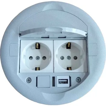 

1 unit Table Top Socket Box Fitted Type Gray + 2 Pcs. Socket + 1 PCs. USB Switch