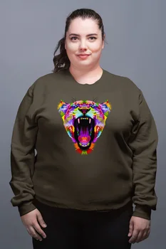 

Angemiel Wear Open Mouth Tiger Green Women Sweatshirts
