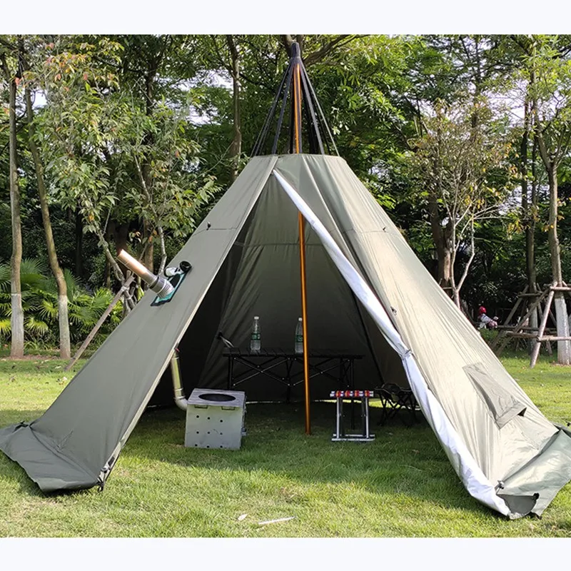 Палатка для зимы, Брезентовая Вигвама, палатка с дровяной плитой, домкрат для холодной погоды, для 3, 4 человек, 134x134x94 дюйма