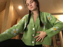 Neploe-Suéter de cuello de pico suelto para mujeres, jersey estilo Preppy de punto con flores, cárdigans, elegante, grueso, con impreso, corto, abrigo informal, 46565